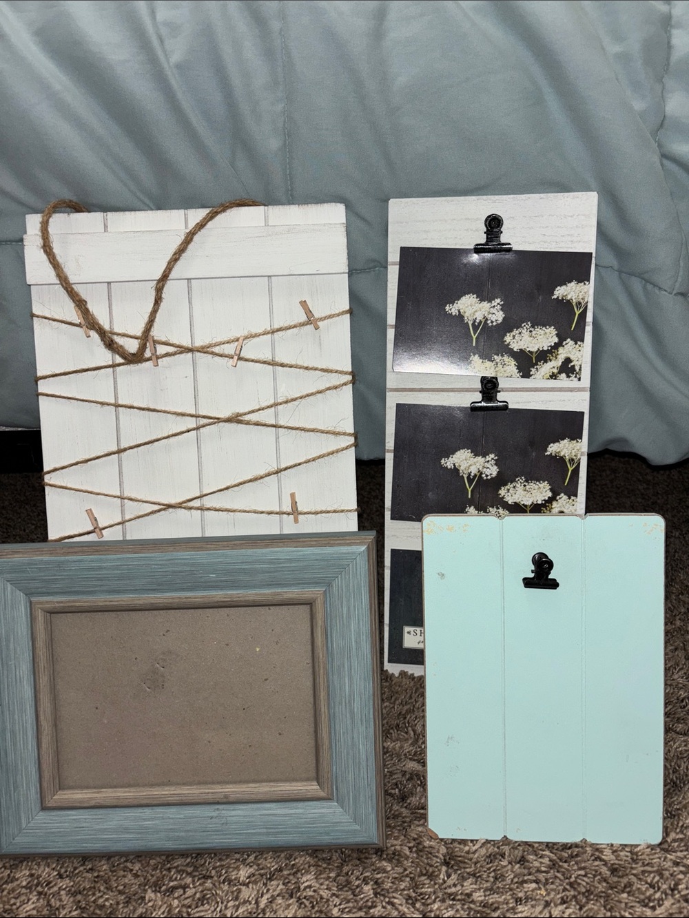 Photo Frame Bundle Teal Blue White Wood